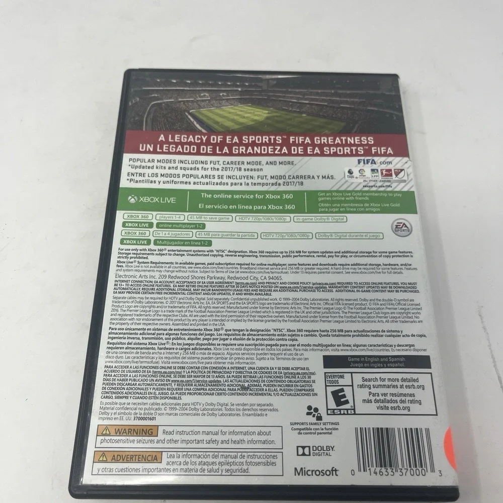 FIFA 18: Legacy Edition (Microsoft Xbox 360, 2017)